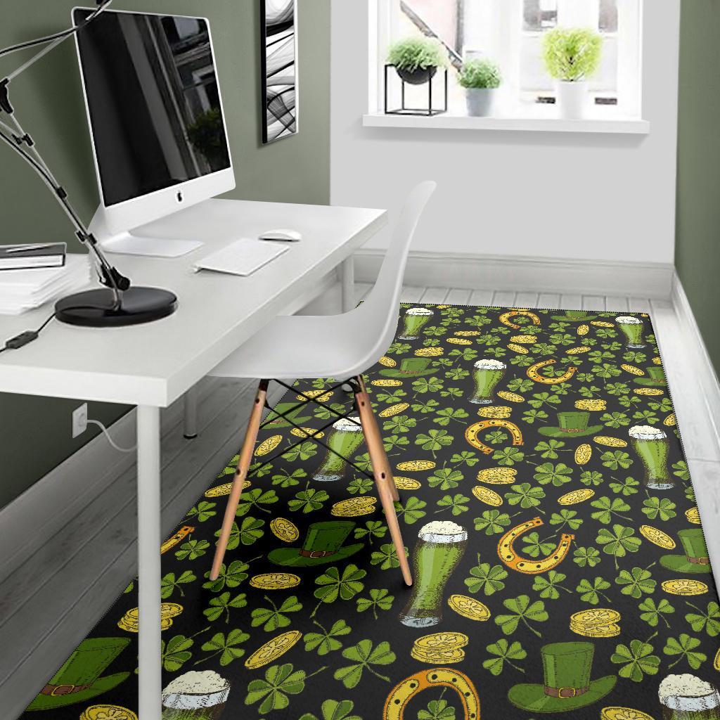 St Patrick's Day Leprechaun Beer Pattern Print Floor Mat-grizzshop