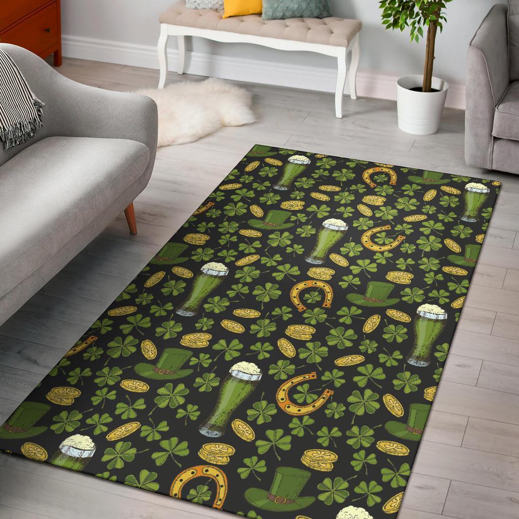 St Patrick's Day Leprechaun Beer Pattern Print Floor Mat-grizzshop