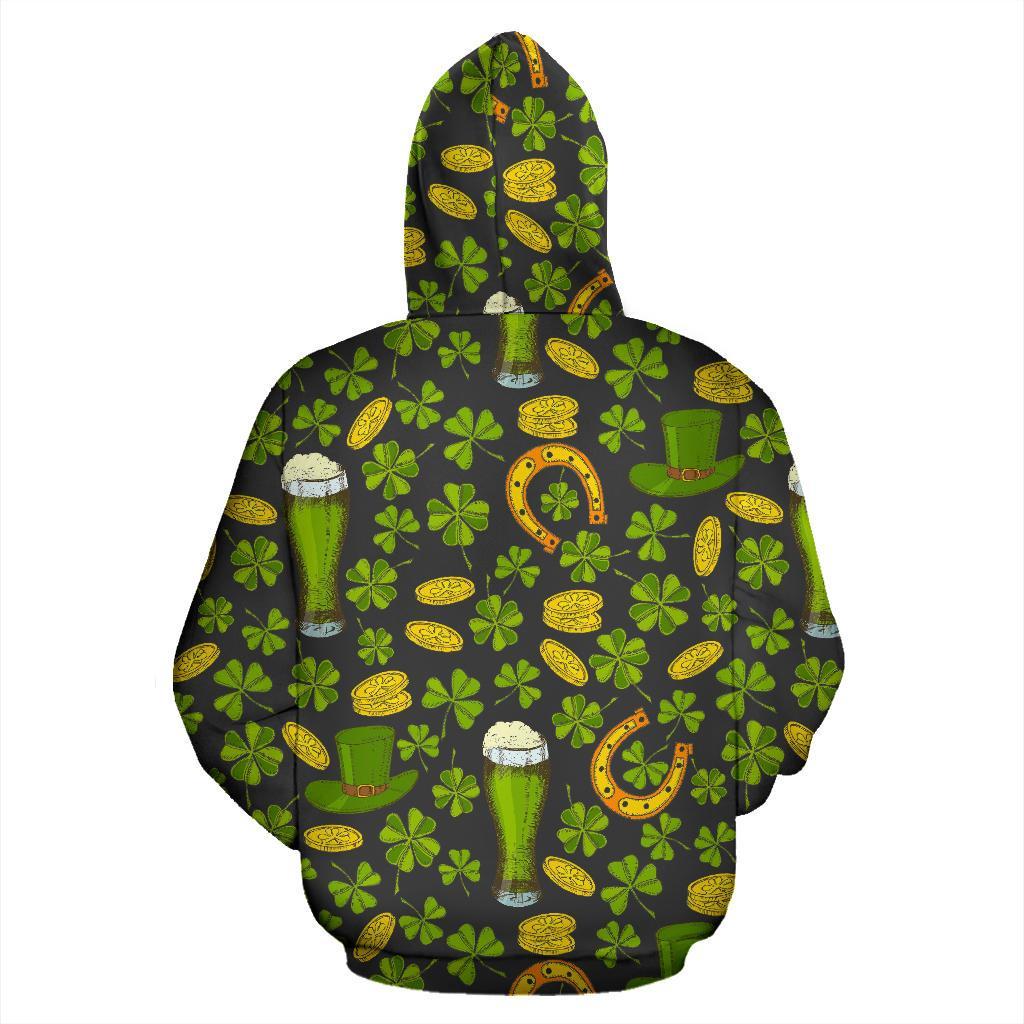 St Patrick's Day Leprechaun Beer Pattern Print Men Women Pullover Hoodie-grizzshop