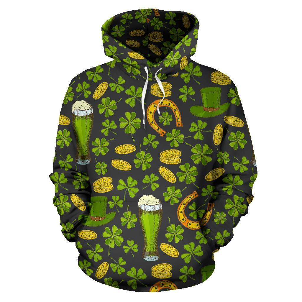 St Patrick's Day Leprechaun Beer Pattern Print Men Women Pullover Hoodie-grizzshop