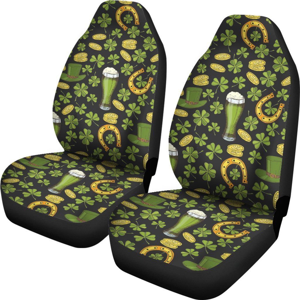 St Patrick's Day Leprechaun Beer Pattern Print Universal Fit Car Seat Covers-grizzshop