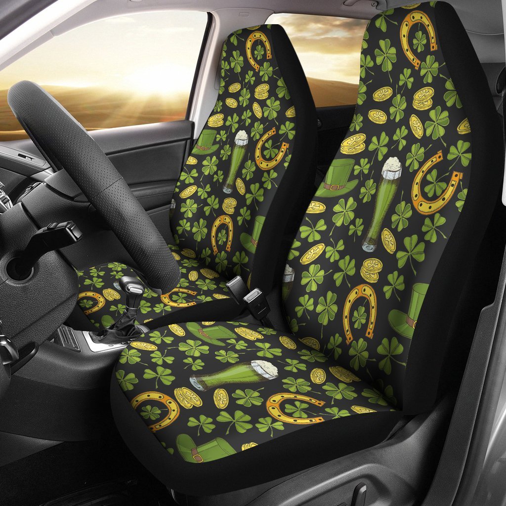 St Patrick's Day Leprechaun Beer Pattern Print Universal Fit Car Seat Covers-grizzshop