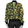 St Patrick's Day Leprechaun Beer Pattern Print Women Casual Bomber Jacket-grizzshop