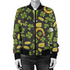 St Patrick's Day Leprechaun Beer Pattern Print Women Casual Bomber Jacket-grizzshop