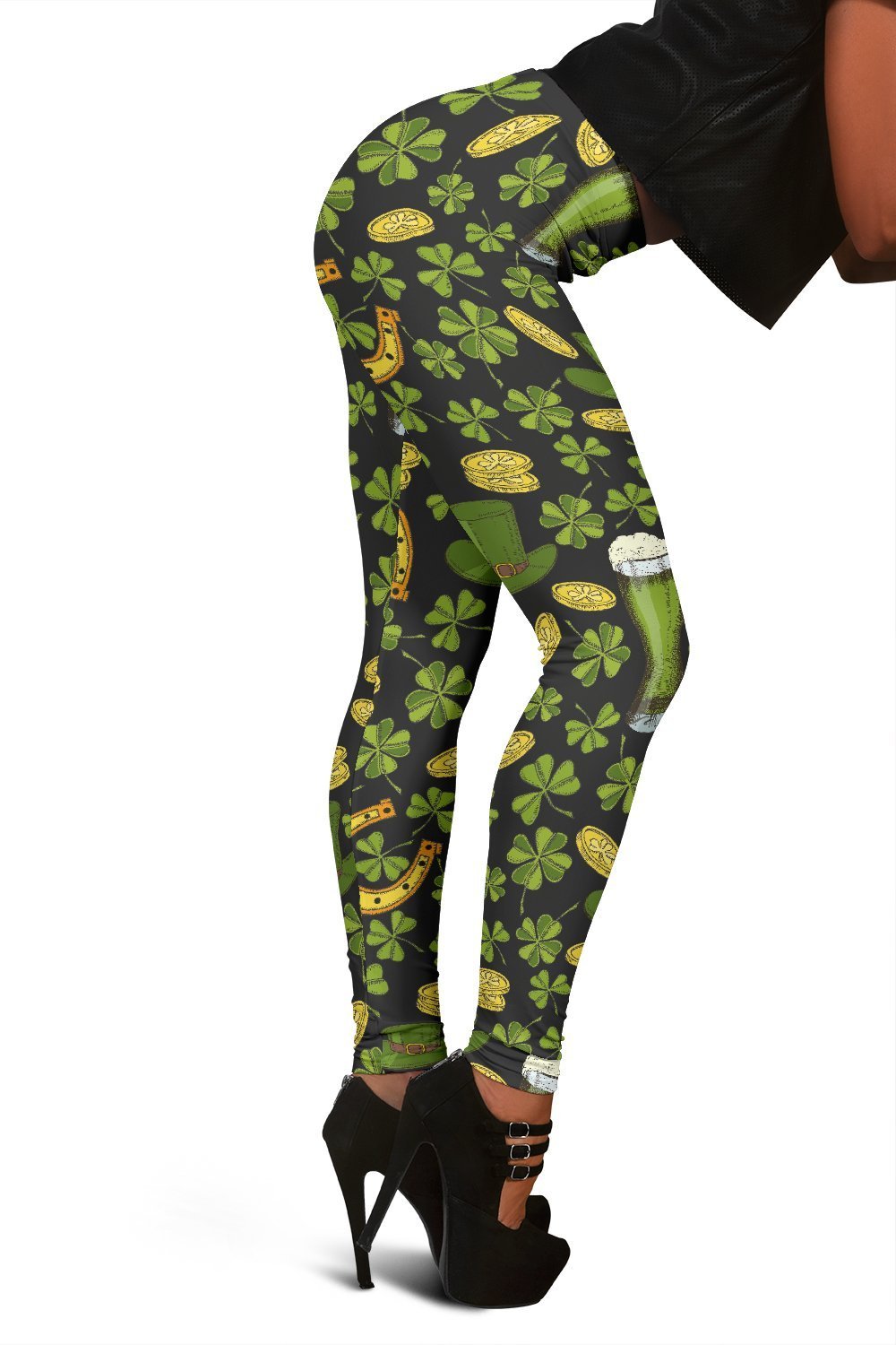 St Patrick's Day Leprechaun Beer Pattern Print Women Leggings-grizzshop