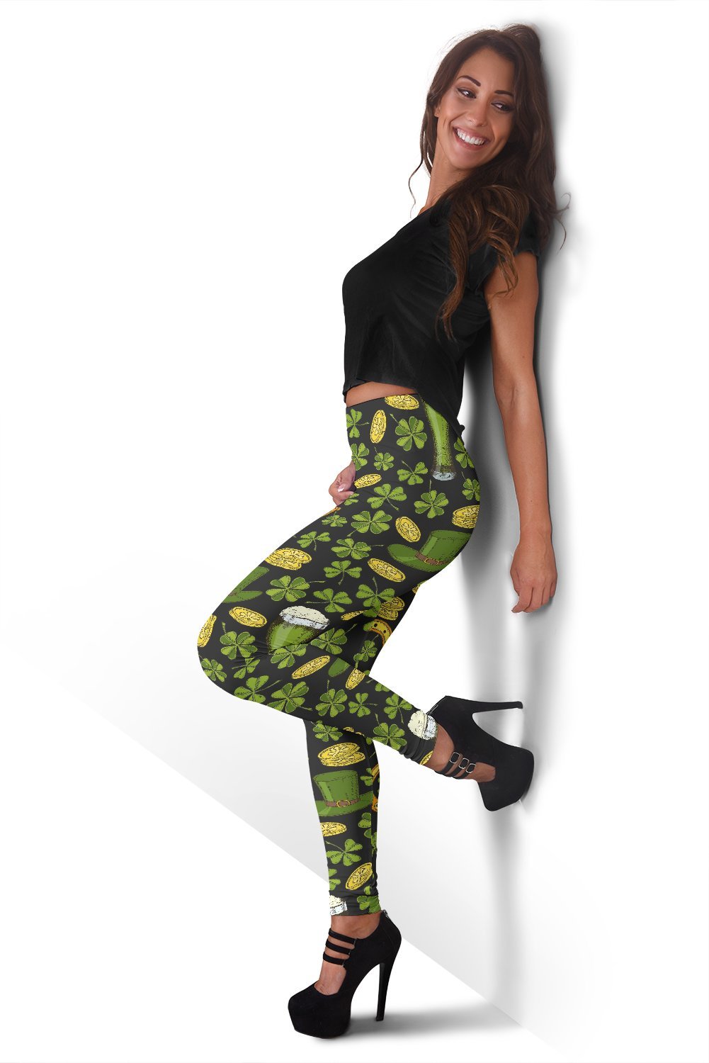 St Patrick's Day Leprechaun Beer Pattern Print Women Leggings-grizzshop