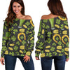 St Patrick's Day Leprechaun Beer Pattern Print Women Off Shoulder Sweatshirt-grizzshop