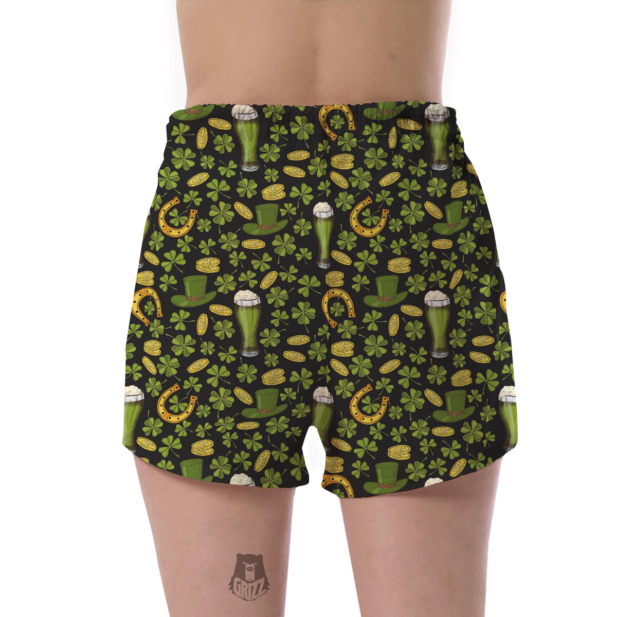 St Patrick's Day Leprechaun Beer Pattern Print Women's Shorts-grizzshop