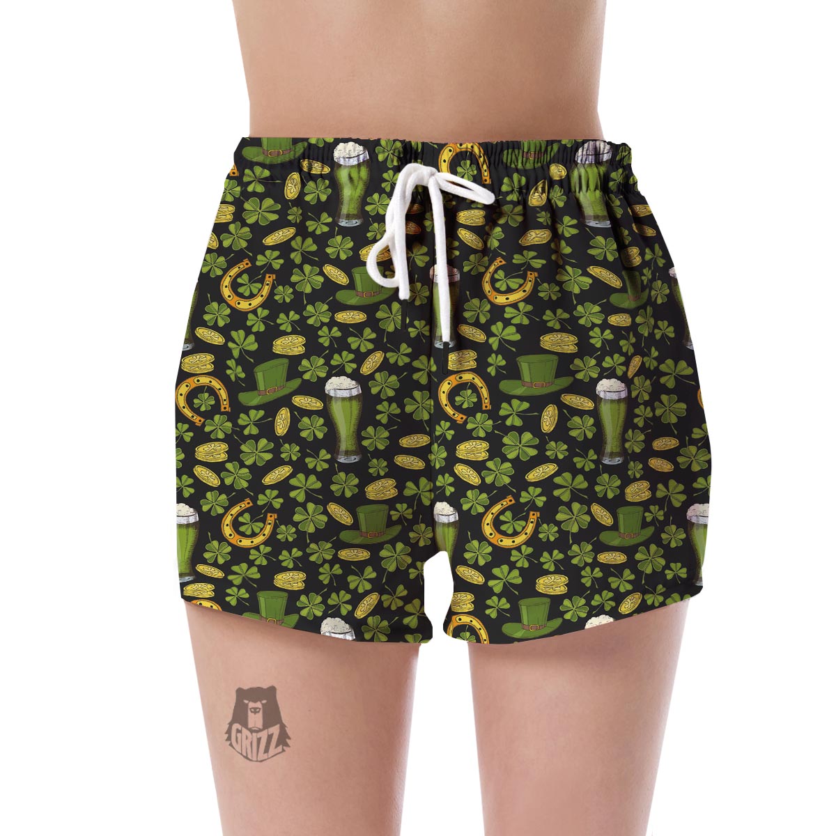 St Patrick's Day Leprechaun Beer Pattern Print Women's Shorts-grizzshop