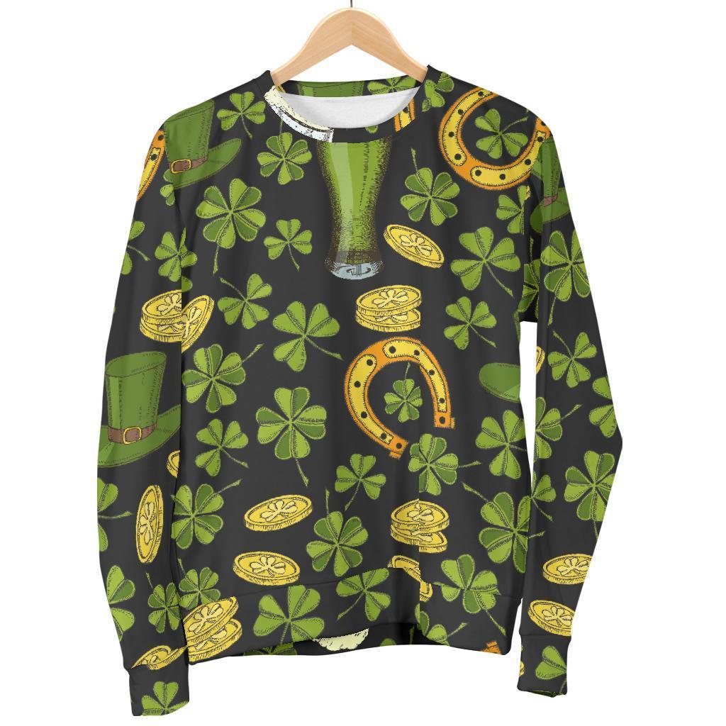 St Patrick's Day Leprechaun Beer Pattern Print Women's Sweatshirt-grizzshop