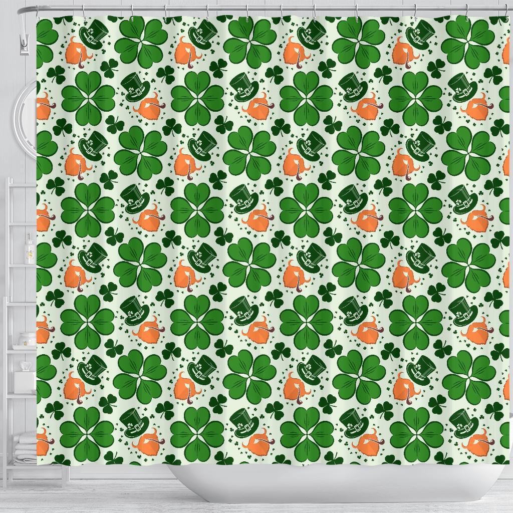 St Patrick's Day Leprechaun Pattern Print Bathroom Shower Curtain-grizzshop