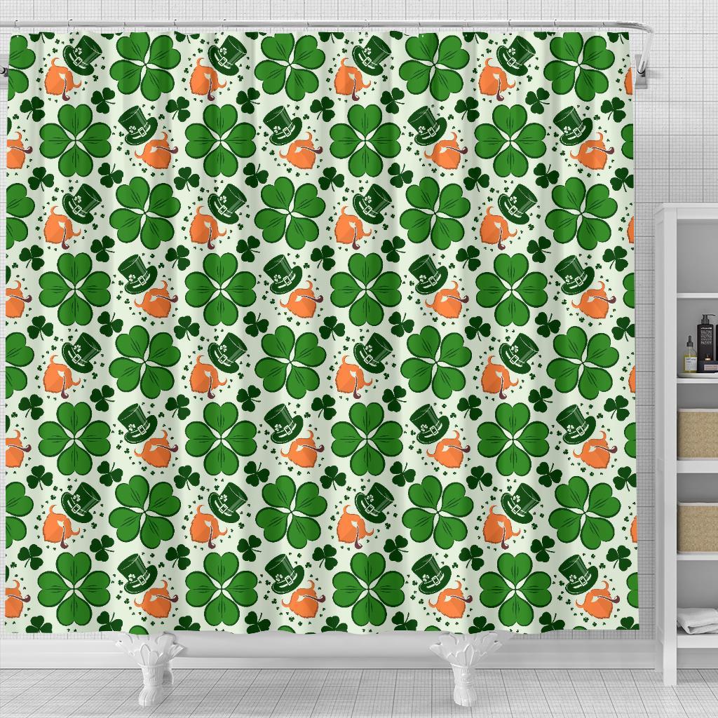 St Patrick's Day Leprechaun Pattern Print Bathroom Shower Curtain-grizzshop