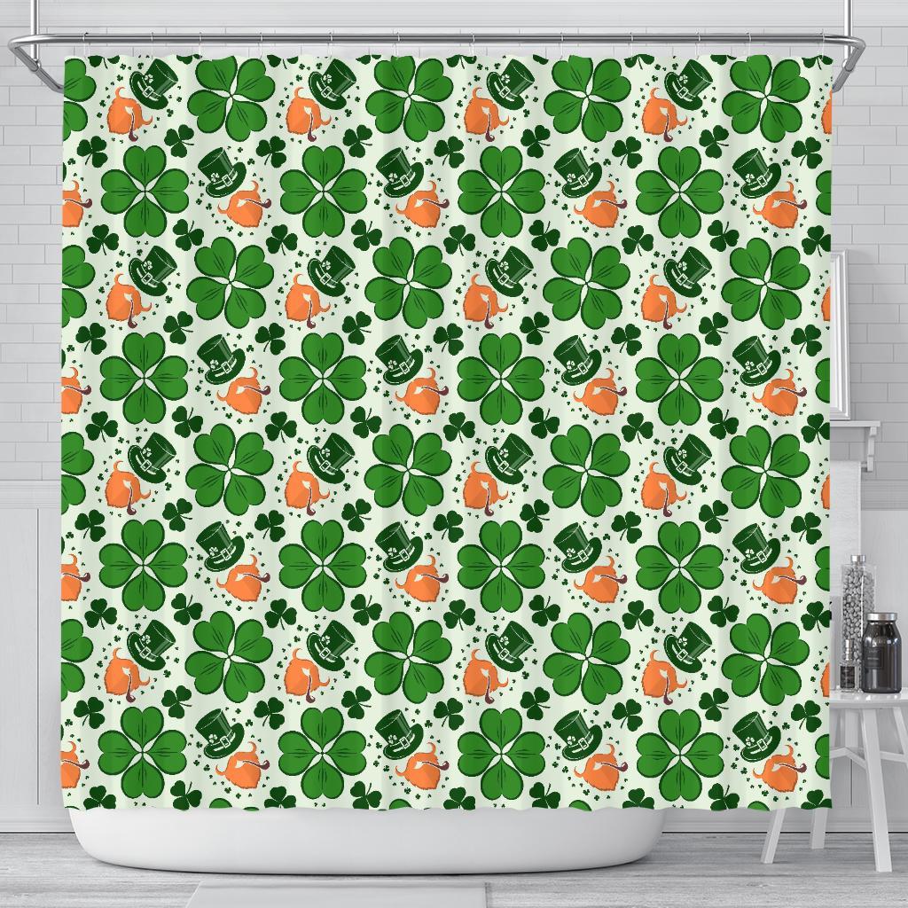 St Patrick's Day Leprechaun Pattern Print Bathroom Shower Curtain-grizzshop