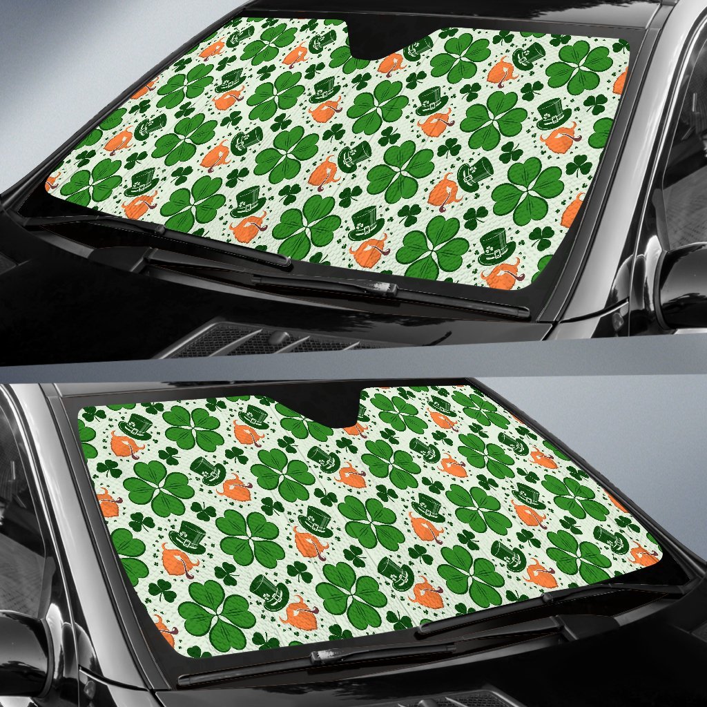 St Patrick's Day Leprechaun Pattern Print Car Sun Shade-grizzshop