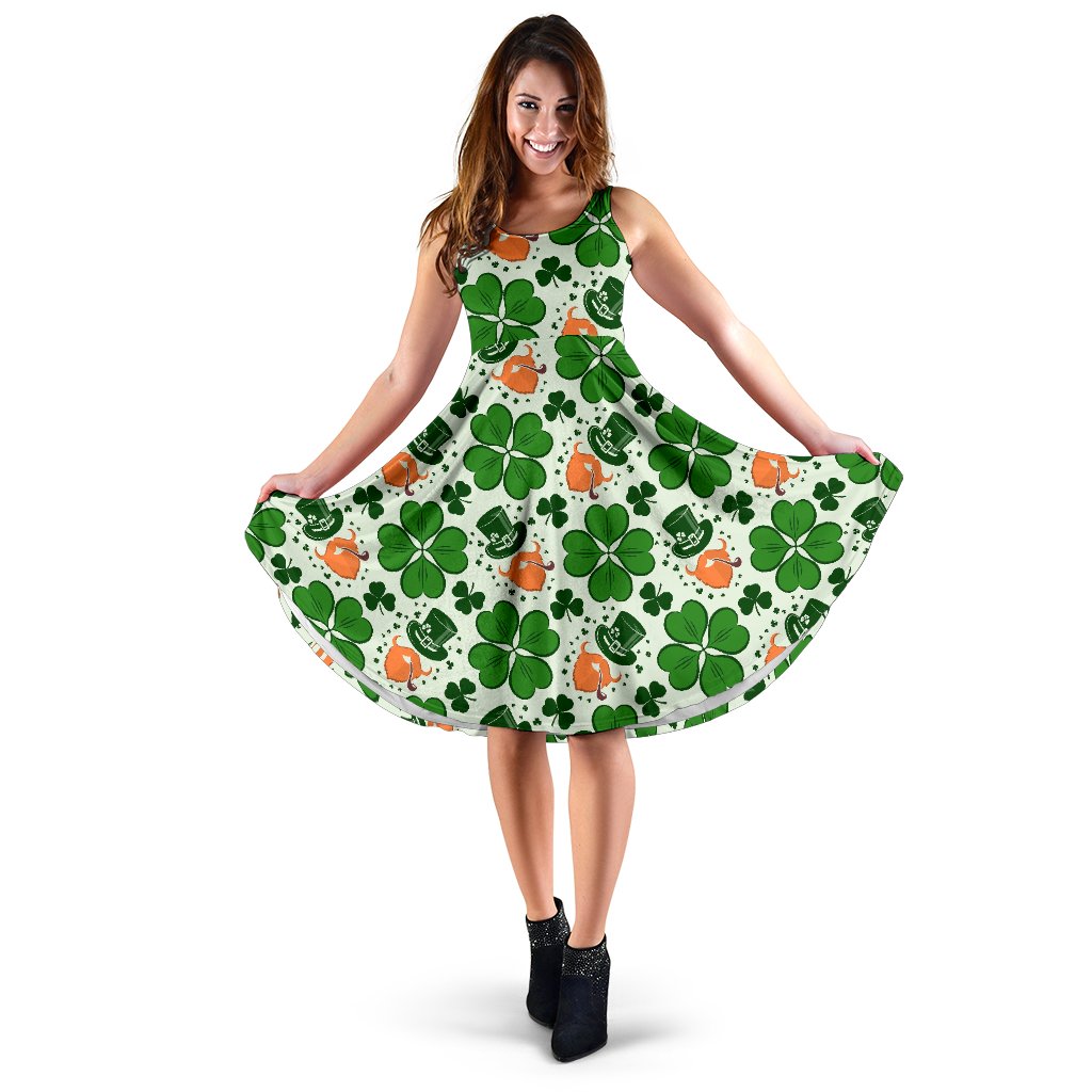 St Patrick's Day Leprechaun Pattern Print Dress-grizzshop