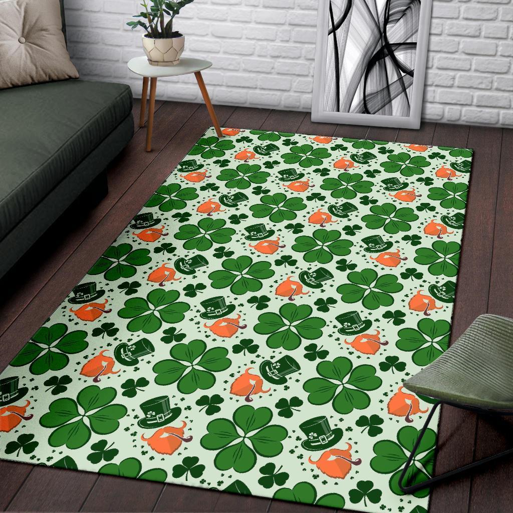 St Patrick's Day Leprechaun Pattern Print Floor Mat-grizzshop