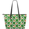 St Patrick's Day Leprechaun Pattern Print Leather Tote Bag-grizzshop