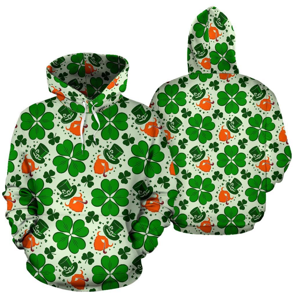 St Patrick's Day Leprechaun Pattern Print Men Women Pullover Hoodie-grizzshop