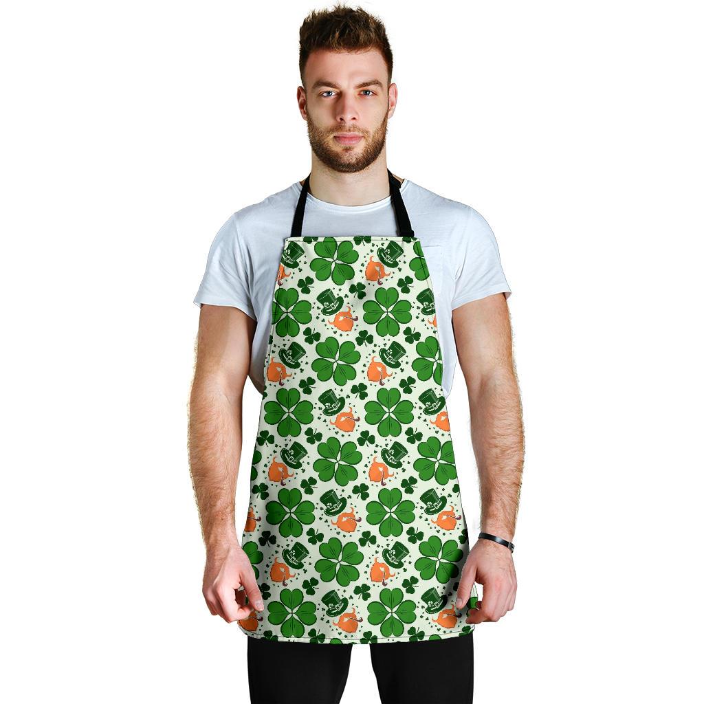 St Patrick's Day Leprechaun Pattern Print Men's Apron-grizzshop