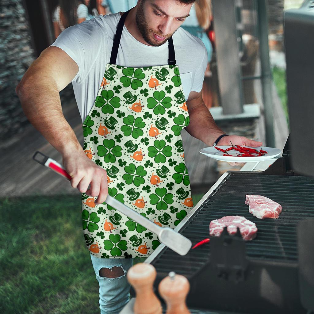 St Patrick's Day Leprechaun Pattern Print Men's Apron-grizzshop