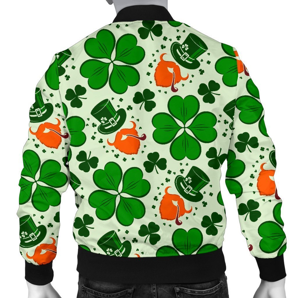 St Patrick's Day Leprechaun Pattern Print Men's Bomber Jacket-grizzshop