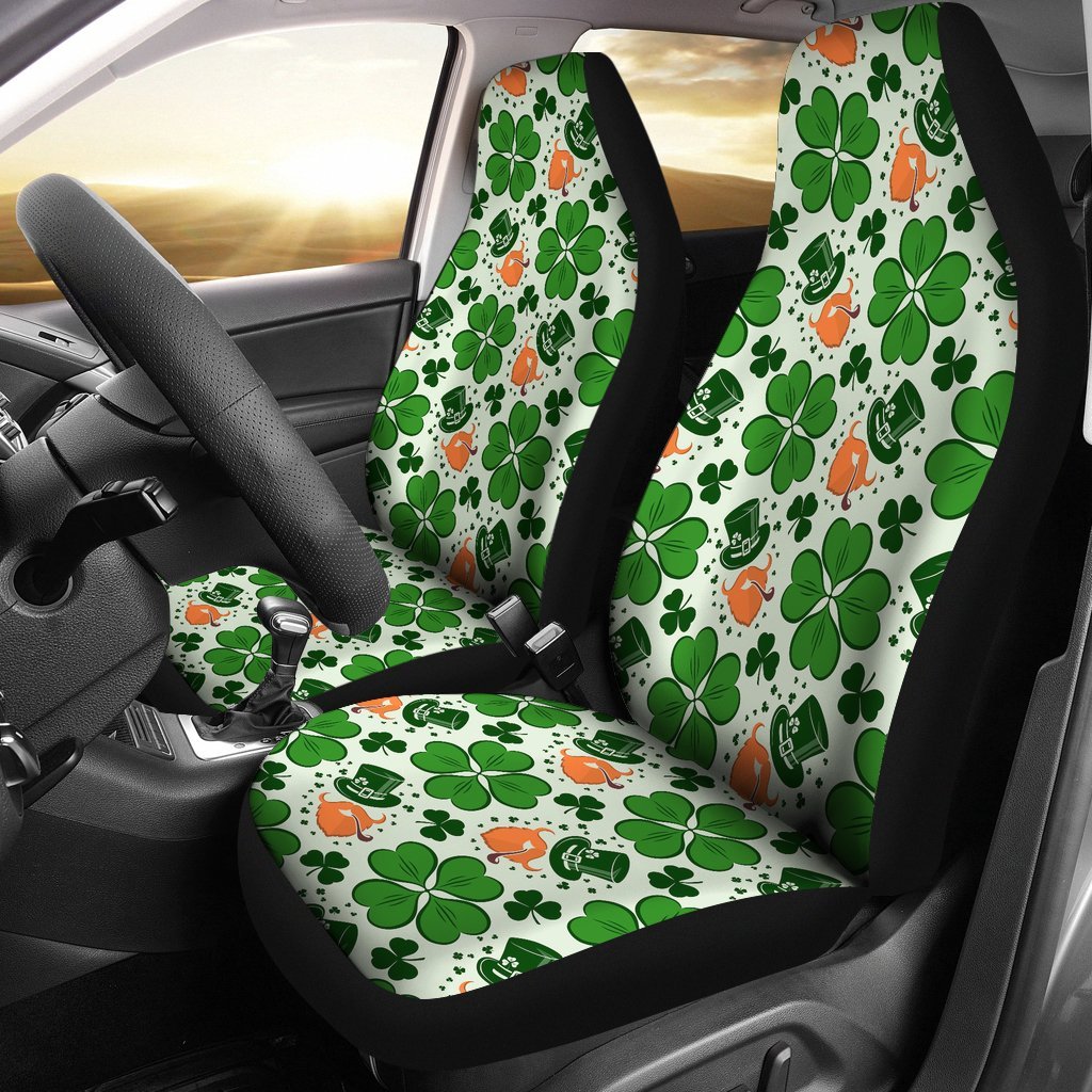 St Patrick's Day Leprechaun Pattern Print Universal Fit Car Seat Covers-grizzshop