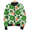 St Patrick's Day Leprechaun Pattern Print Women Casual Bomber Jacket-grizzshop