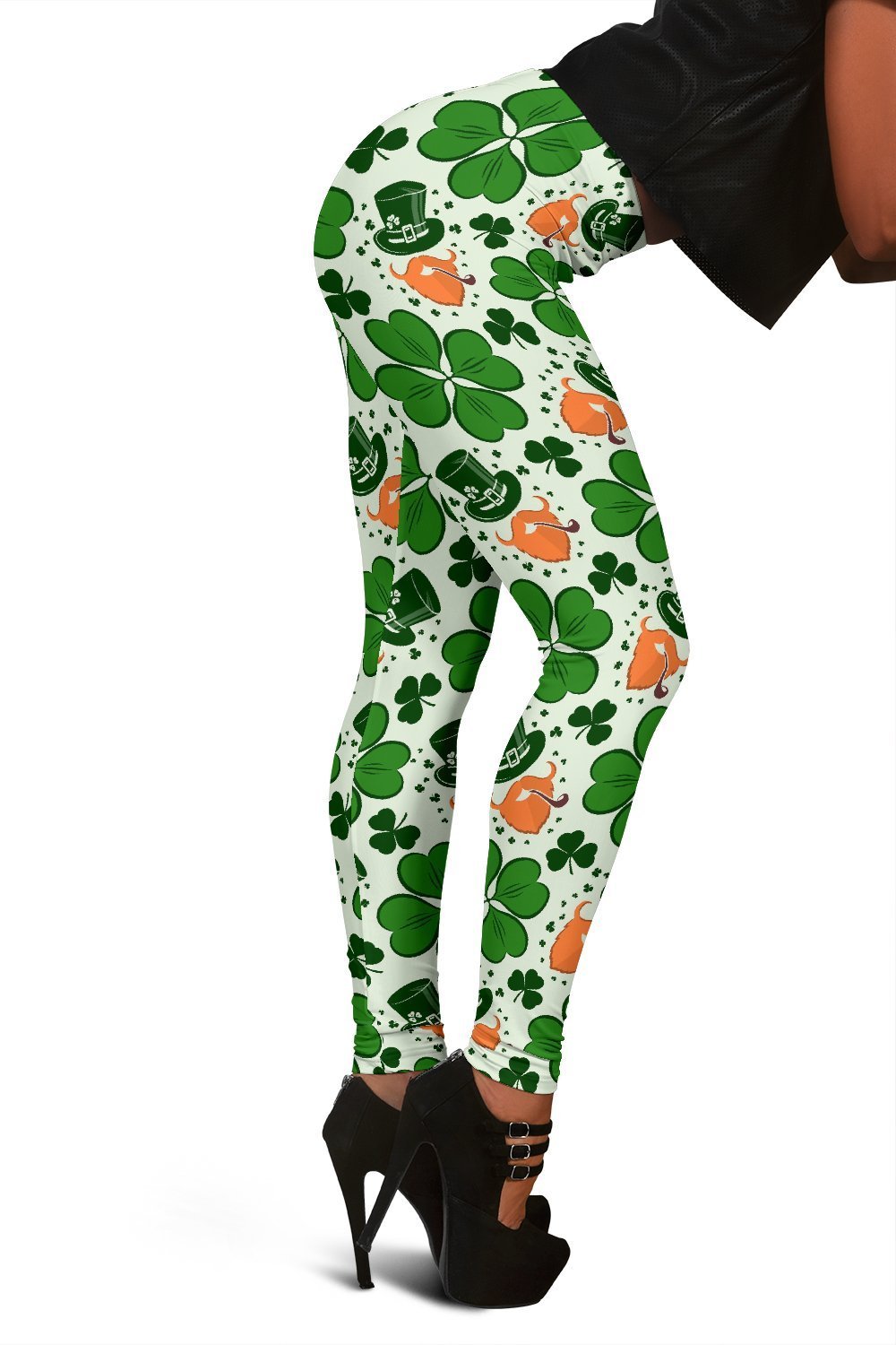 St Patrick's Day Leprechaun Pattern Print Women Leggings-grizzshop