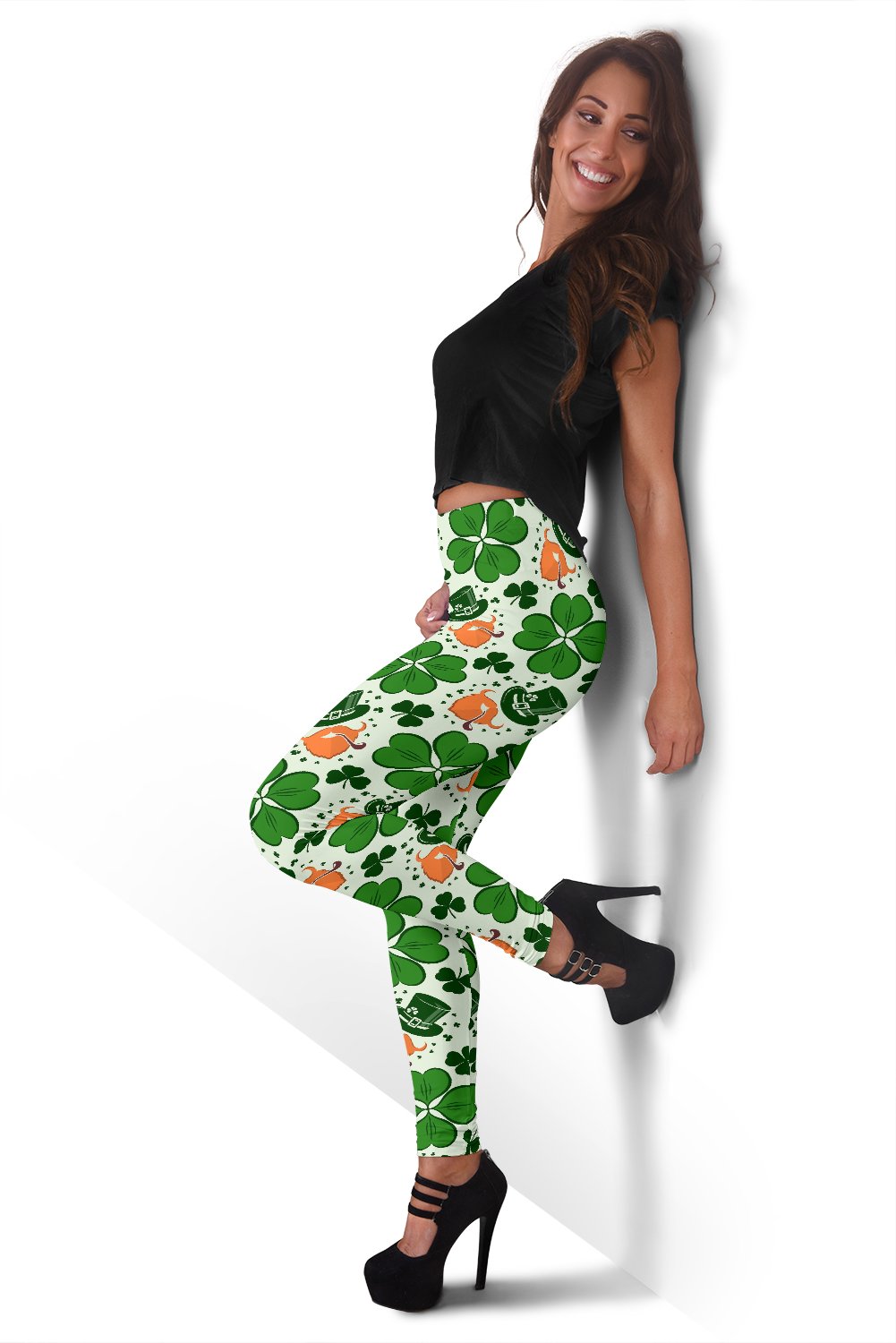 St Patrick's Day Leprechaun Pattern Print Women Leggings-grizzshop