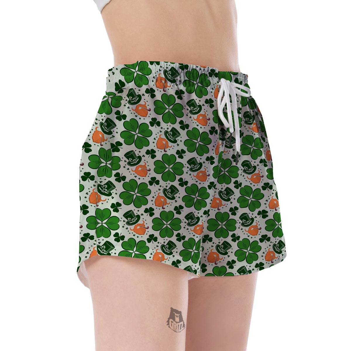 St Patrick's Day Leprechaun Pattern Print Women's Shorts-grizzshop