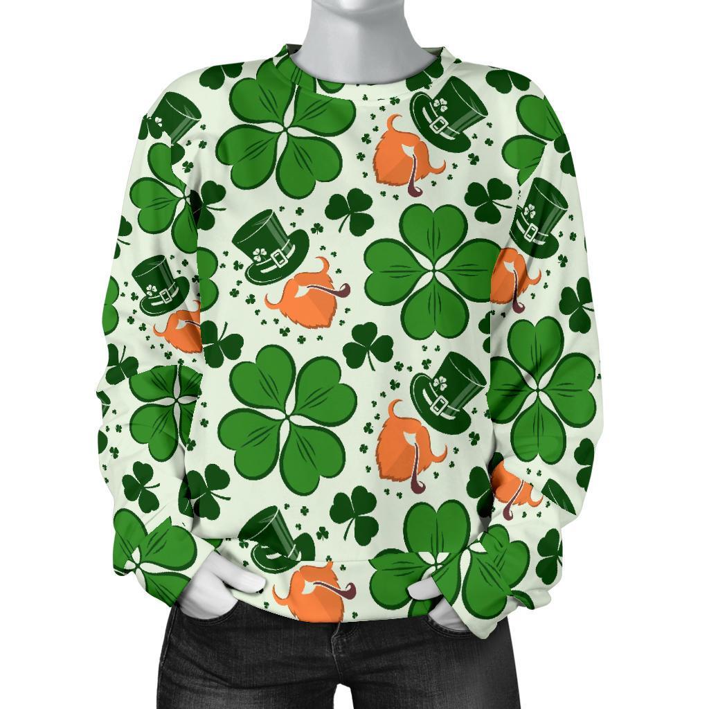 St Patrick's Day Leprechaun Pattern Print Women's Sweatshirt-grizzshop