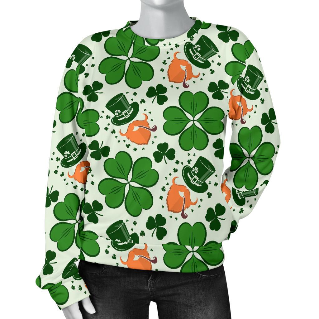 St Patrick's Day Leprechaun Pattern Print Women's Sweatshirt-grizzshop