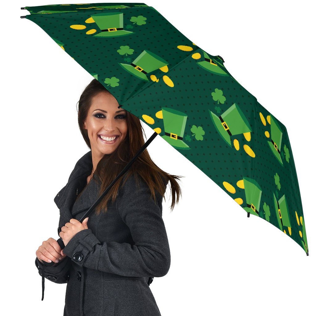 St Patrick's Day Leprechaun Print Pattern Automatic Foldable Umbrella-grizzshop