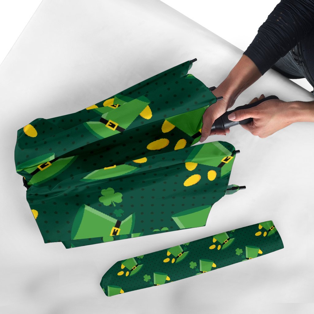 St Patrick's Day Leprechaun Print Pattern Automatic Foldable Umbrella-grizzshop