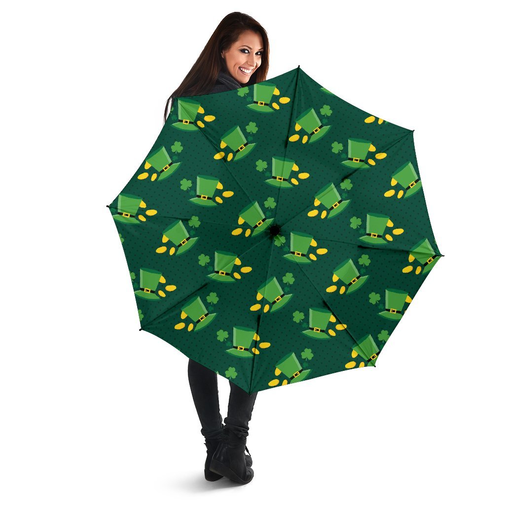 St Patrick's Day Leprechaun Print Pattern Automatic Foldable Umbrella-grizzshop