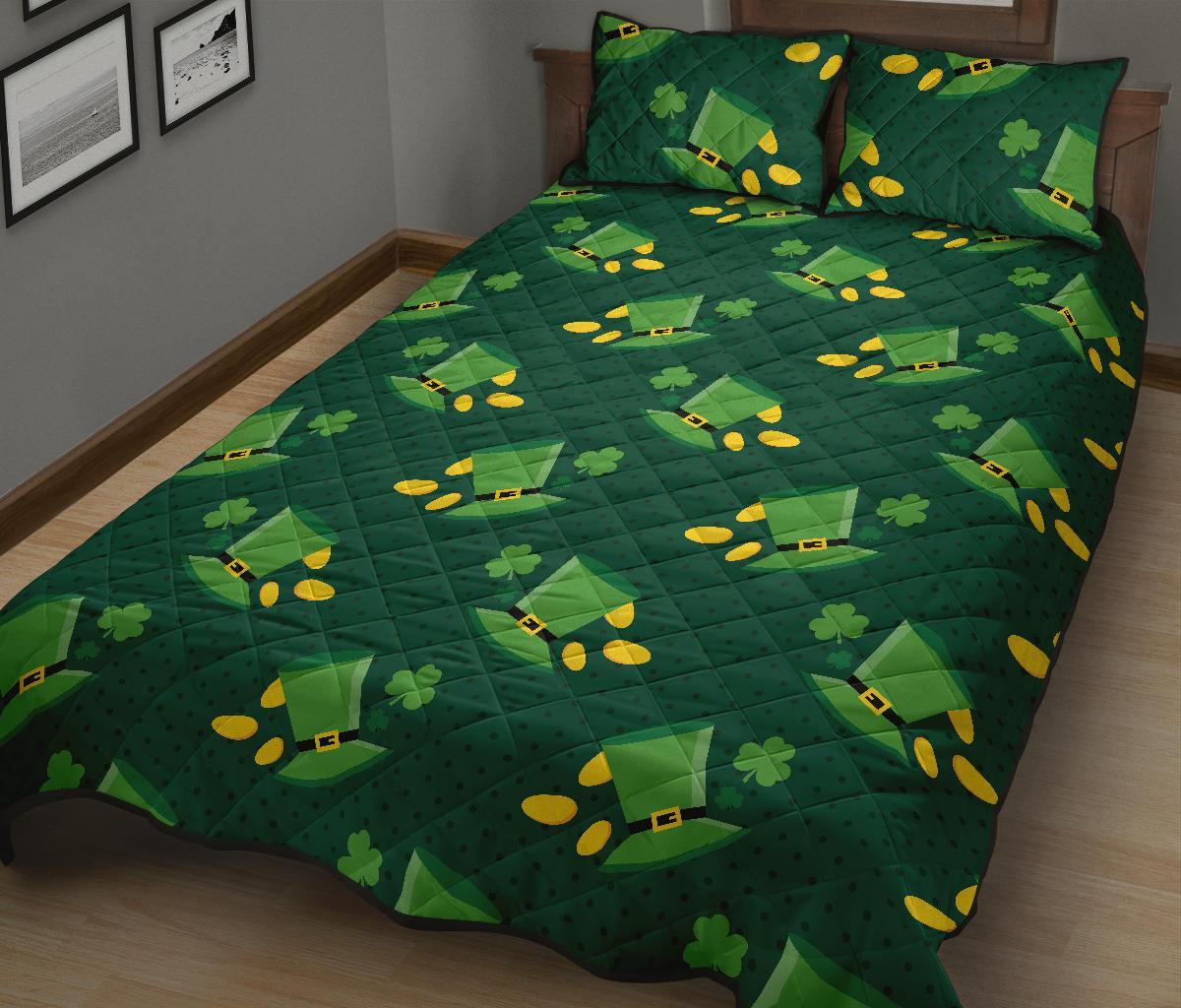 St Patrick's Day Leprechaun Print Pattern Bed Set Quilt-grizzshop