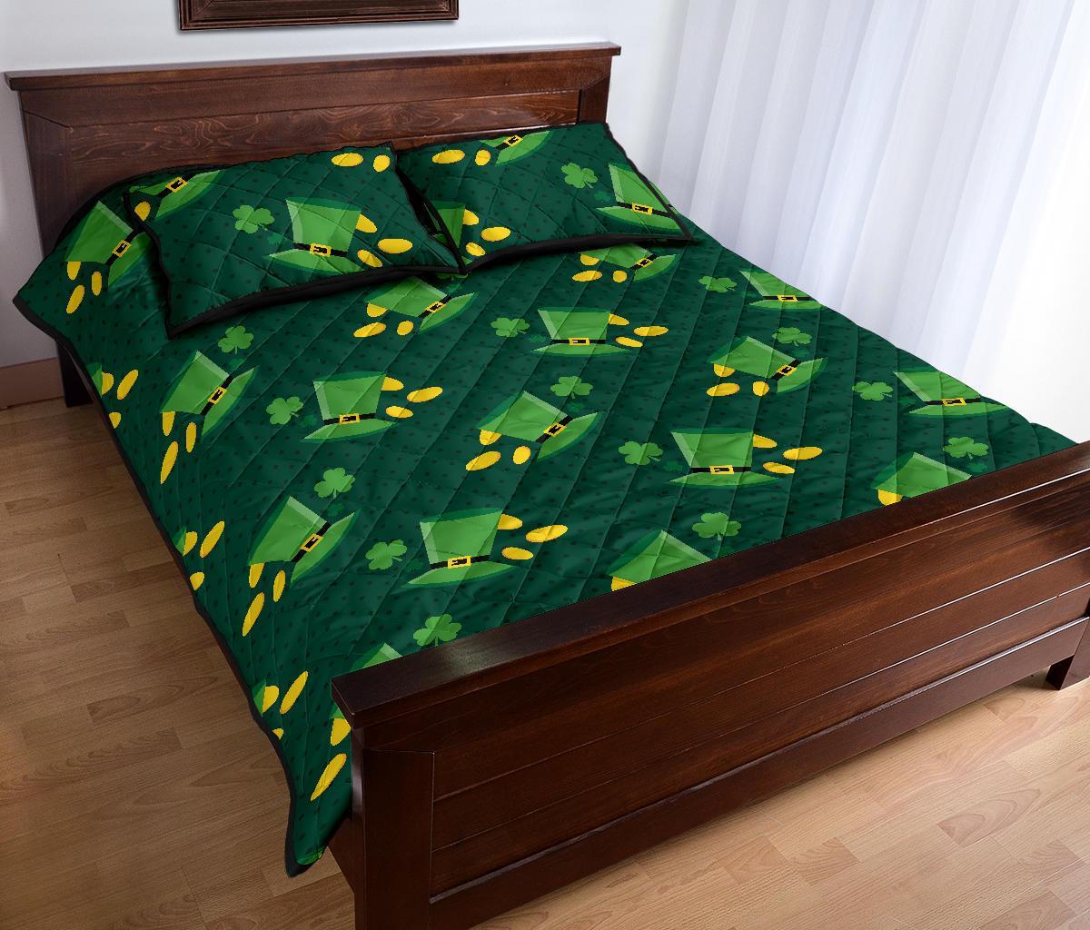 St Patrick's Day Leprechaun Print Pattern Bed Set Quilt-grizzshop