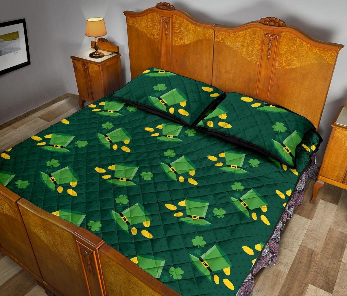 St Patrick's Day Leprechaun Print Pattern Bed Set Quilt-grizzshop