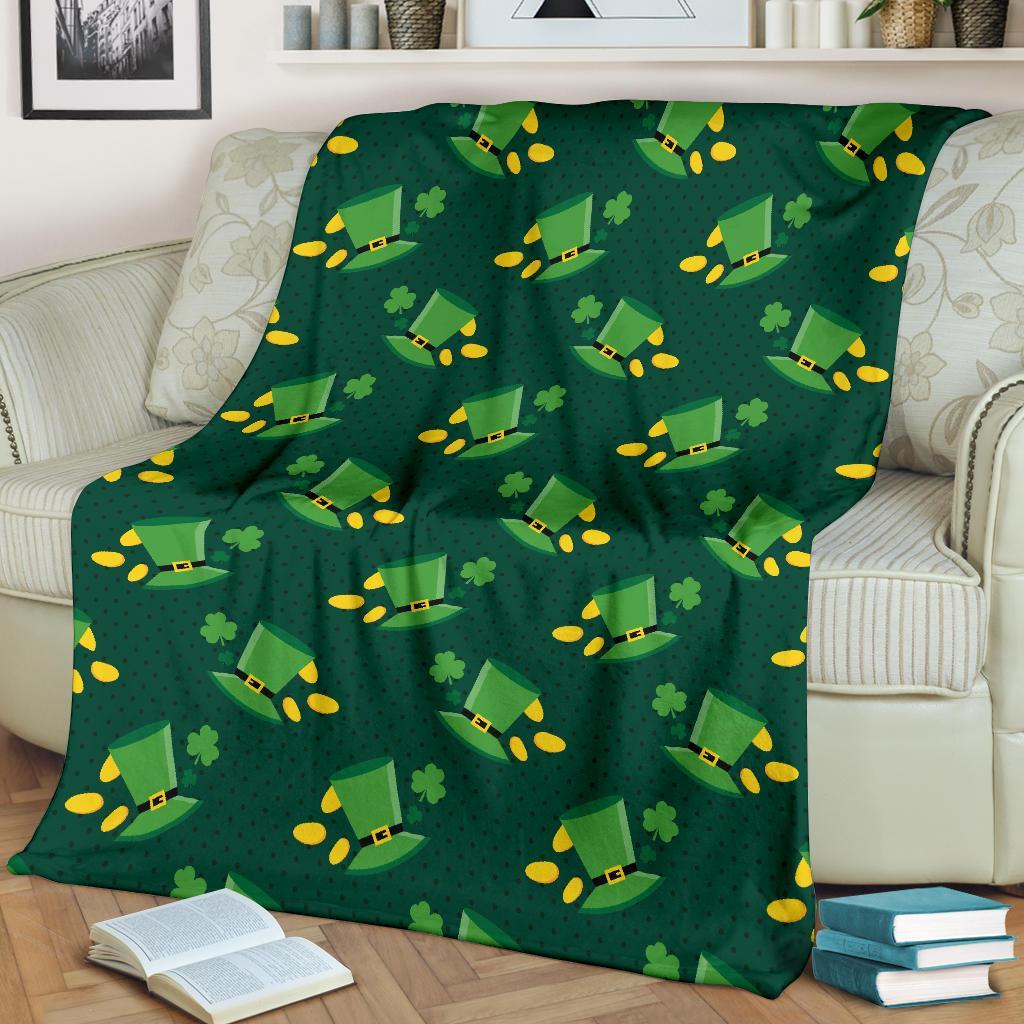 St Patrick's Day Leprechaun Print Pattern Blanket-grizzshop