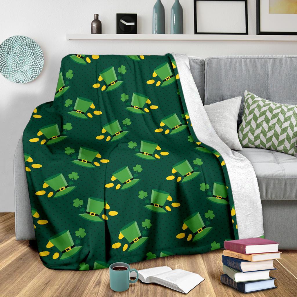 St Patrick's Day Leprechaun Print Pattern Blanket-grizzshop