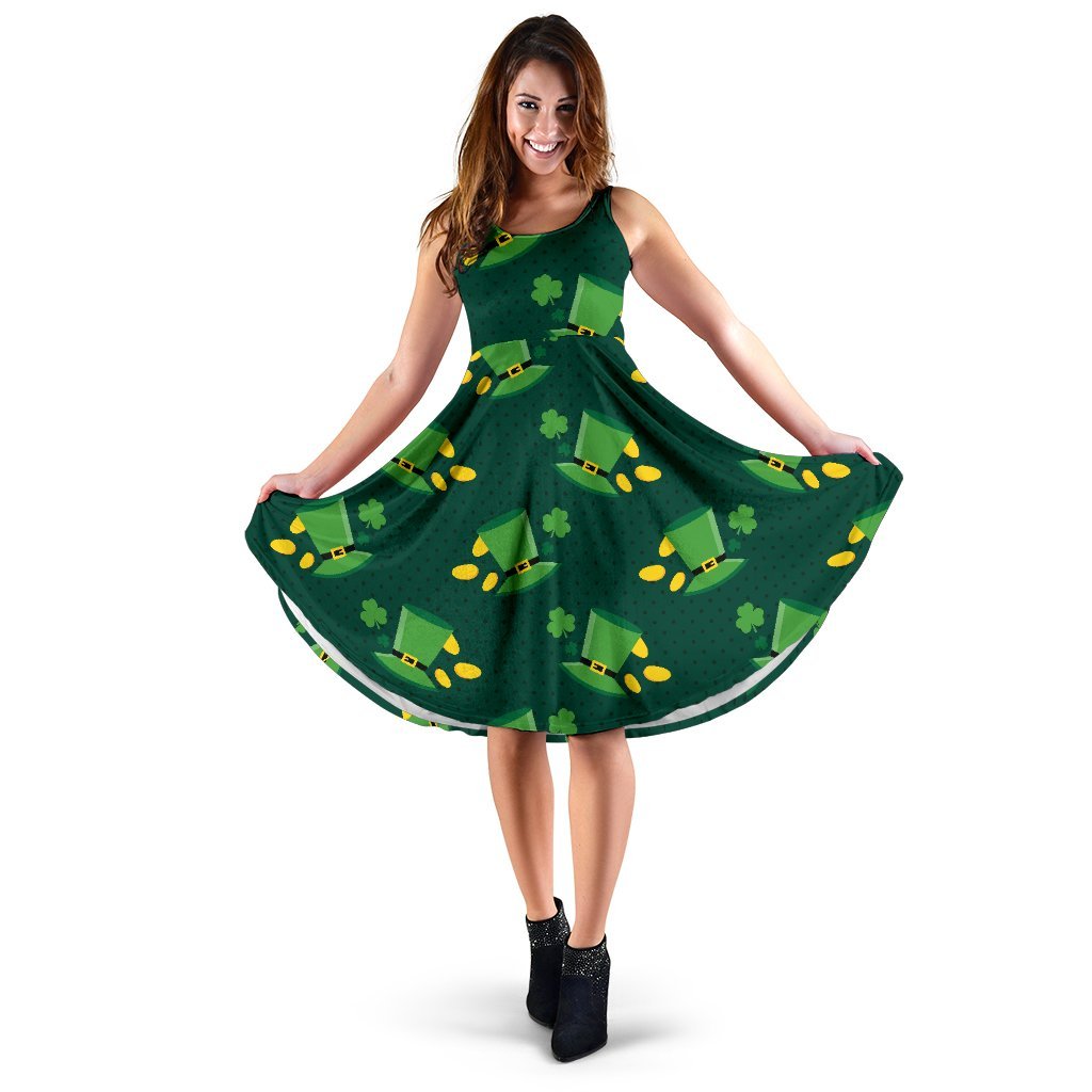 St Patrick's Day Leprechaun Print Pattern Dress-grizzshop