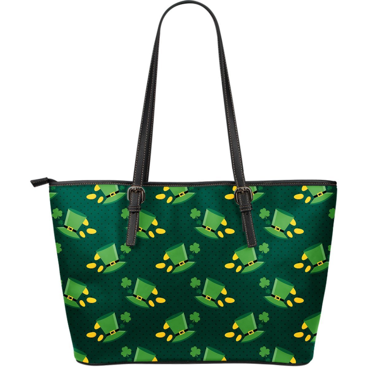 St Patrick's Day Leprechaun Print Pattern Leather Tote Bag-grizzshop