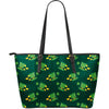 St Patrick's Day Leprechaun Print Pattern Leather Tote Bag-grizzshop