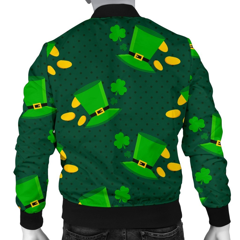 St Patrick's Day Leprechaun Print Pattern Men's Bomber Jacket-grizzshop