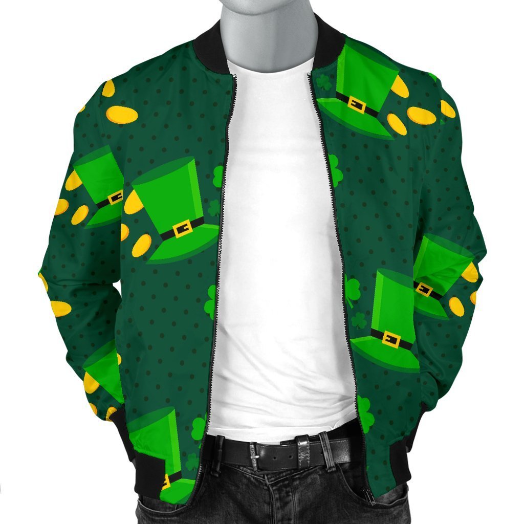 St Patrick's Day Leprechaun Print Pattern Men's Bomber Jacket-grizzshop