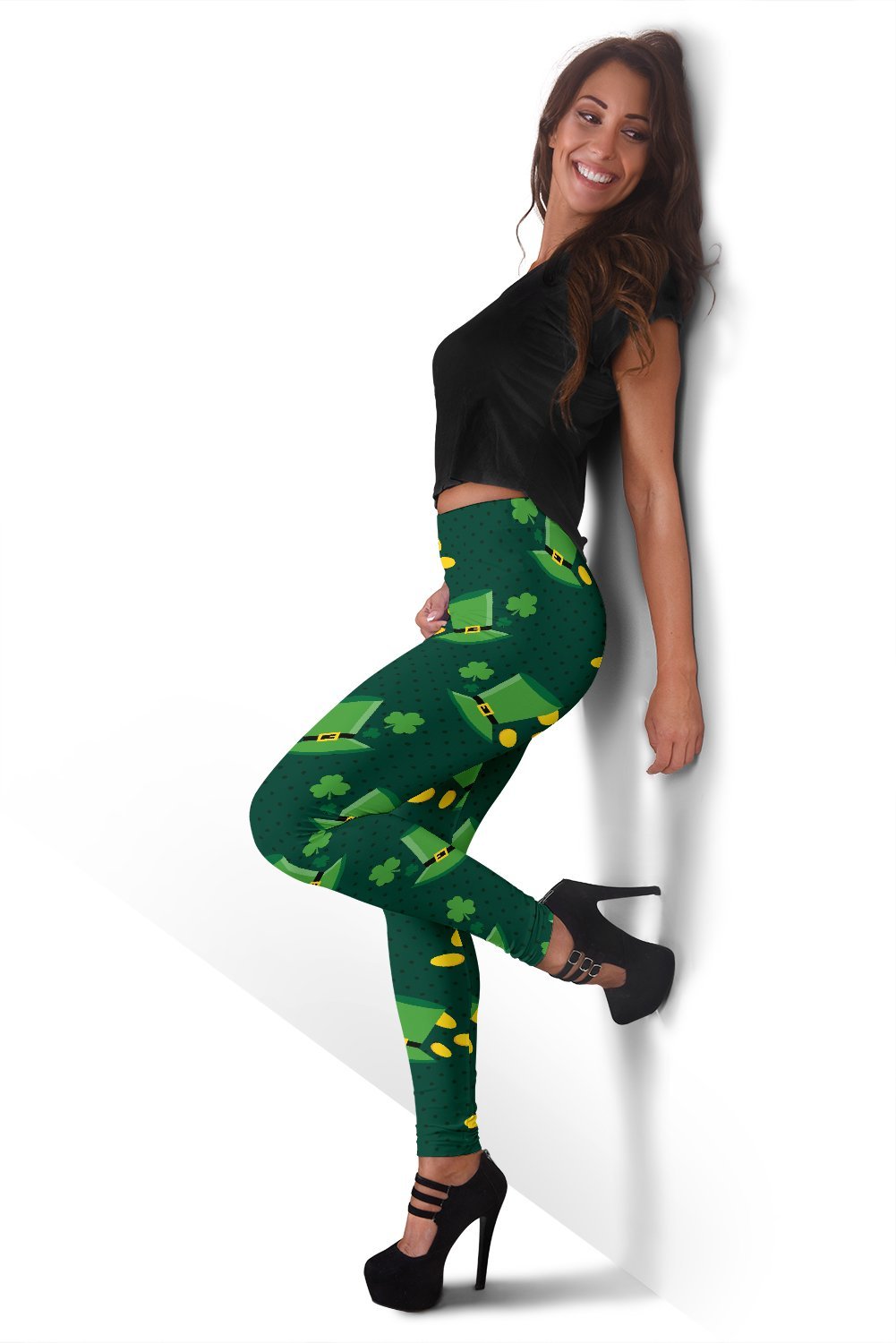 St Patrick's Day Leprechaun Print Pattern Women Leggings-grizzshop