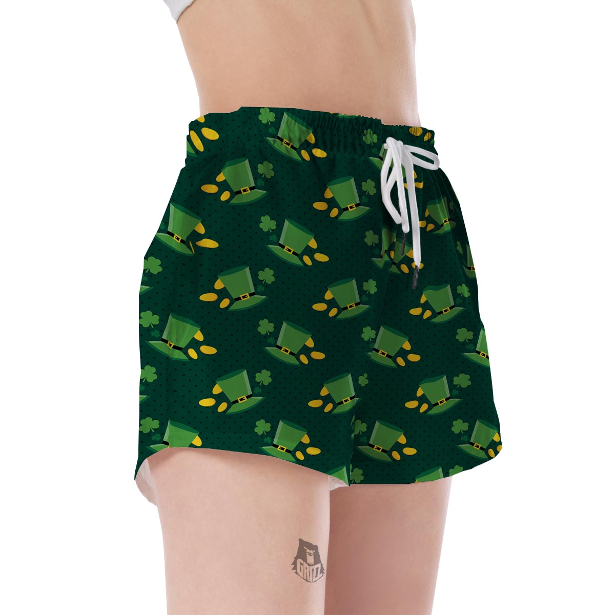 St Patrick's Day Leprechaun Print Pattern Women's Shorts-grizzshop