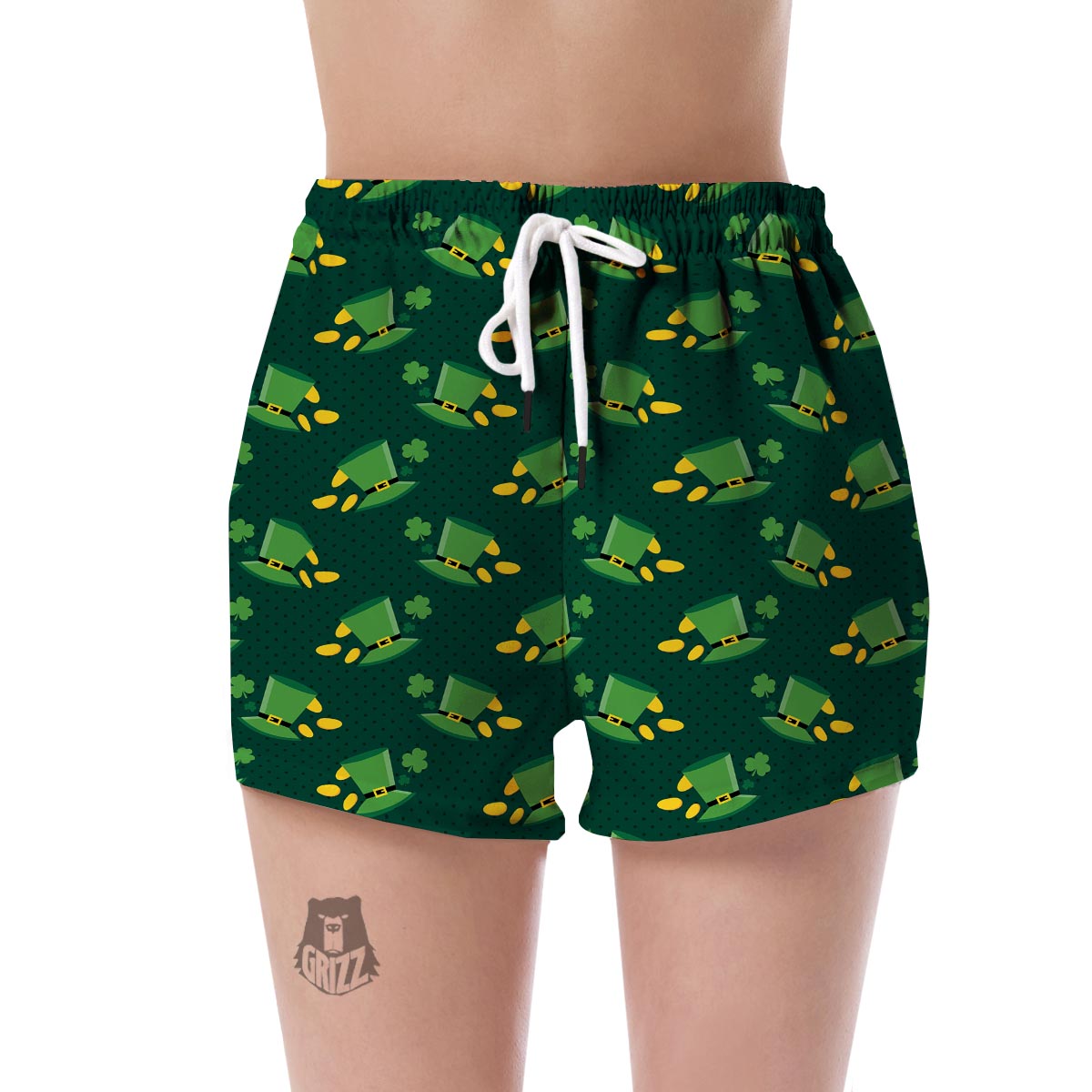 St Patrick's Day Leprechaun Print Pattern Women's Shorts-grizzshop