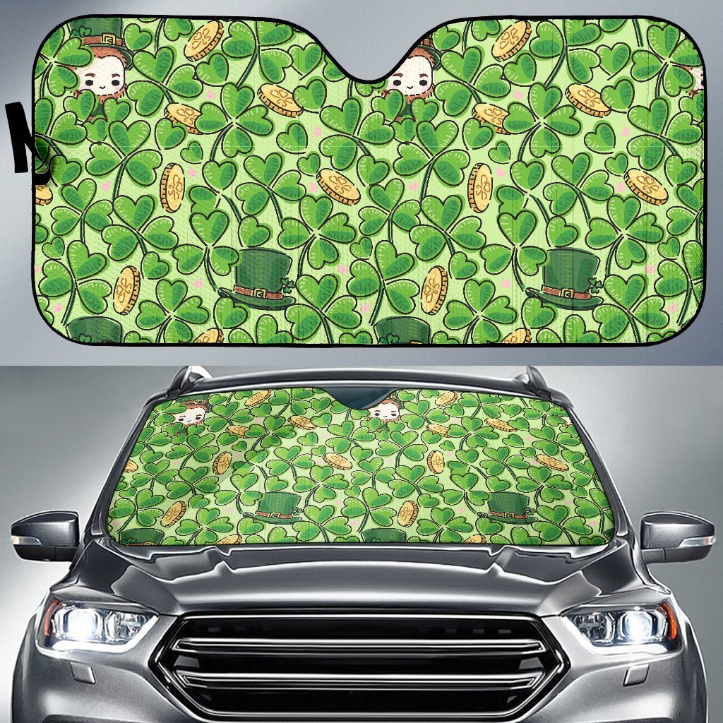 St Patrick's Day Shamrock Pattern Print Car Sun Shade-grizzshop