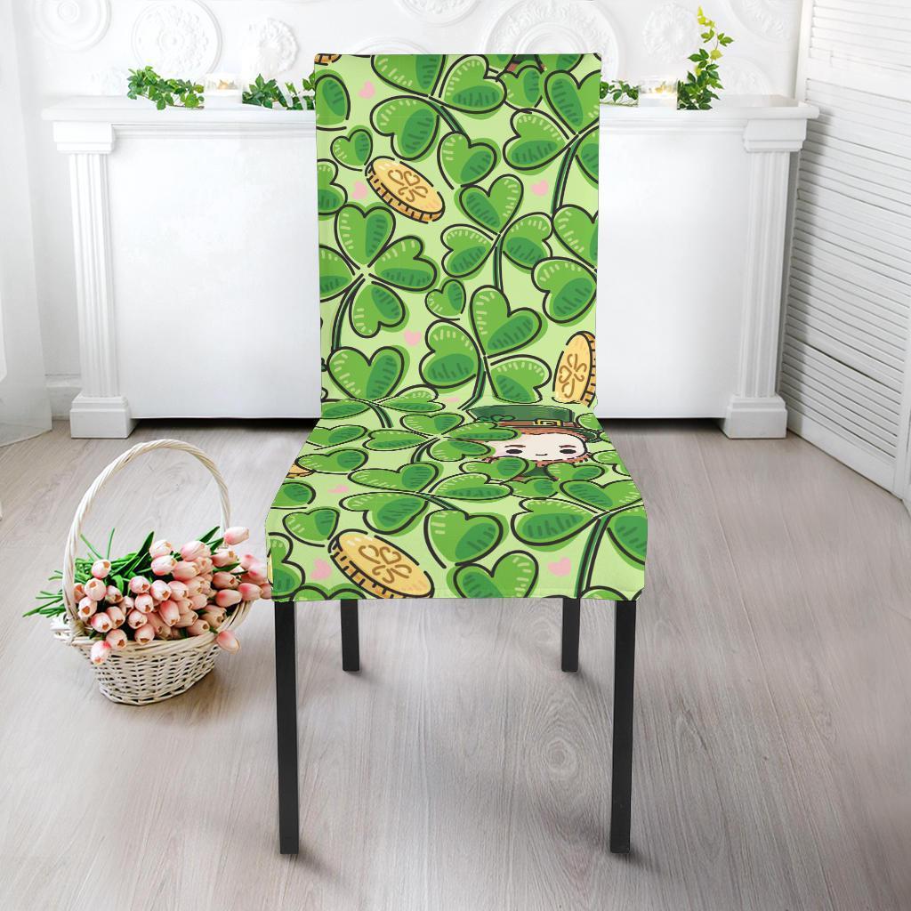 St Patrick's Day Shamrock Pattern Print Chair Cover-grizzshop